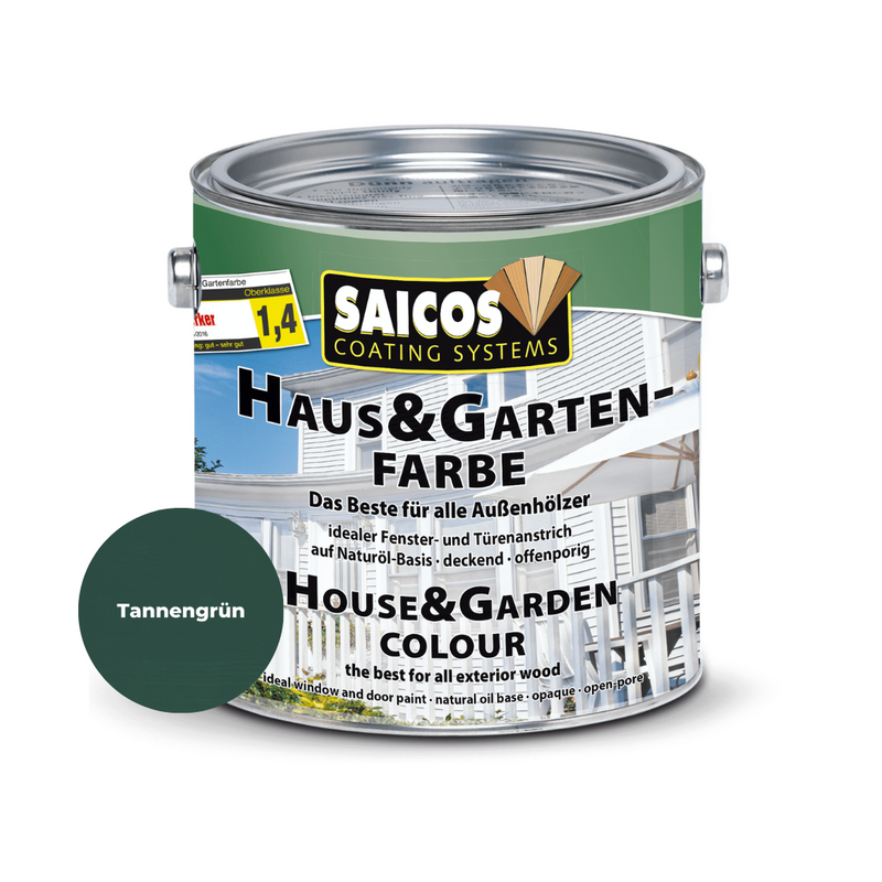 SAICOS Haus & Garten-Farbe – Wetterfester, deckender Farbanstrich für Außenhölzer (2,5L)